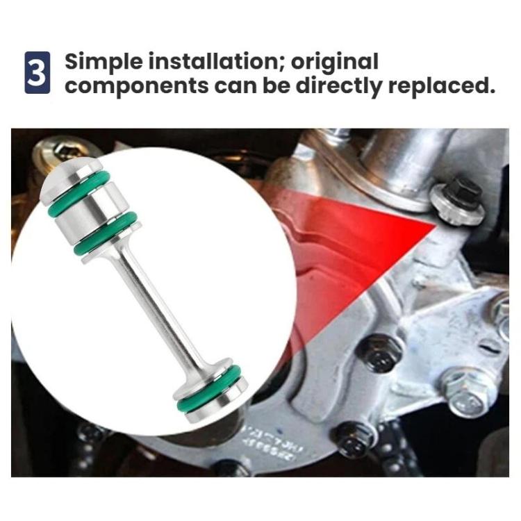 Aluminum oil steering barbell with green bushings installed on engine bracket