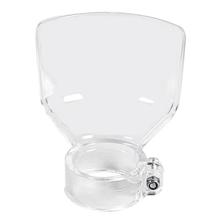Transparent grinder safety dust shield cover with front opening and side clamp