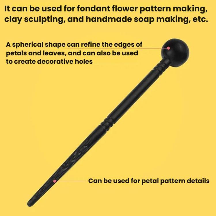 Single black pottery sculpting pen with spherical ball tip for clay detailing