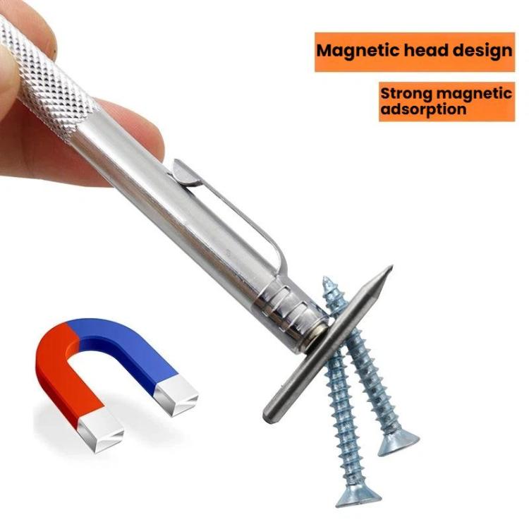 Diamond scratching marker pen with magnetic head and sharp pointed tip