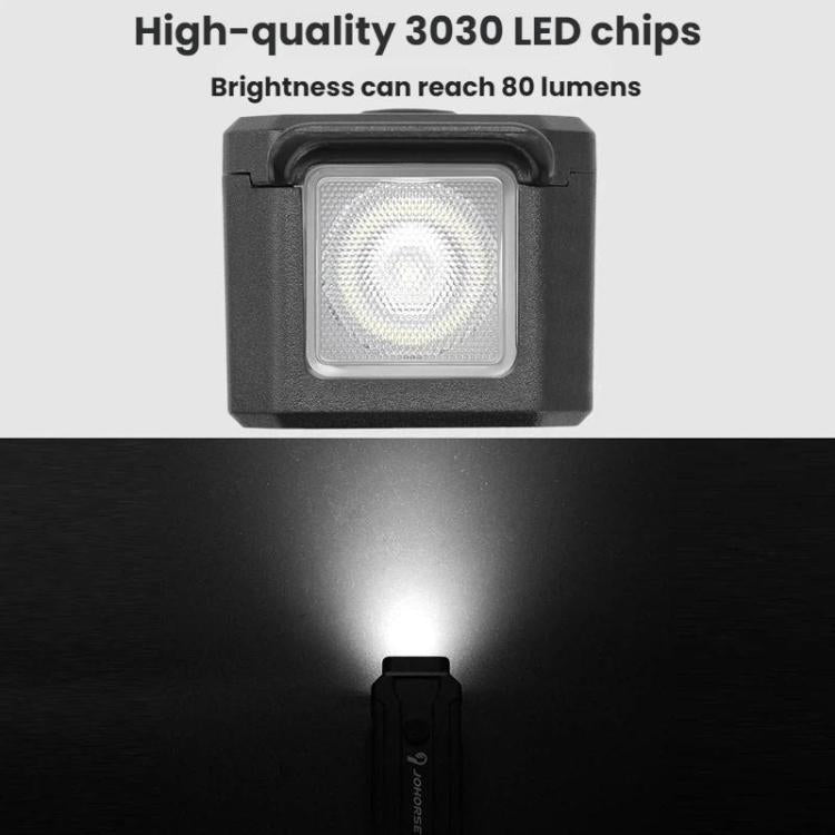 Black bicycle headlight with square LED lens and bright illuminated output