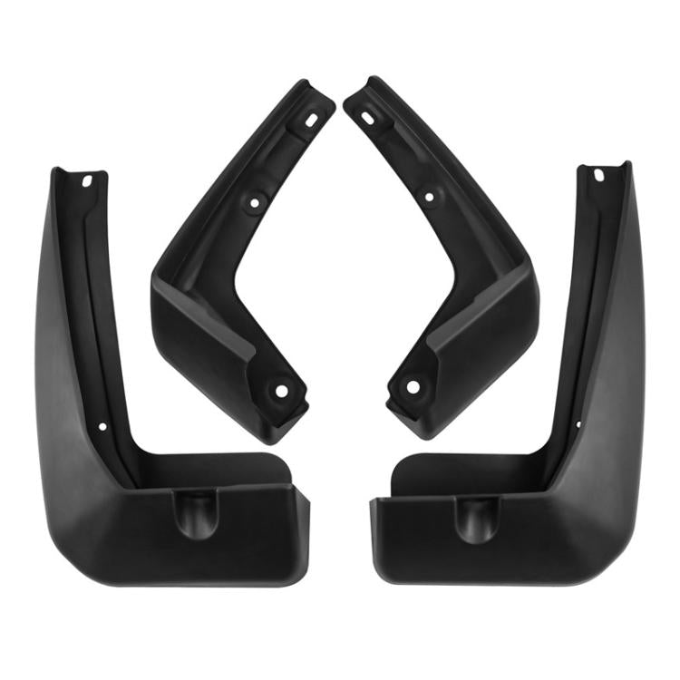 Set of four black soft mud flaps with mounting holes for car wheel wells