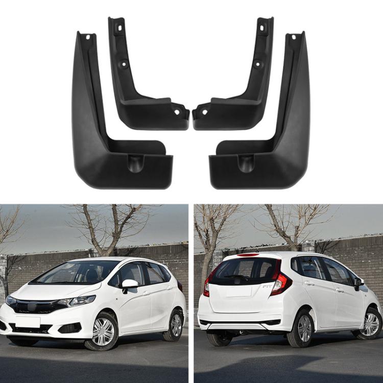 Black rear and front wheel mud guards pair set, V-shaped pieces with tabs
