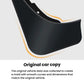 Black mud flap with orange trim edge and mounting hole