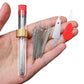 Large-hole sewing needle set, clear tube with silver needles plus red threader and metal guide cards