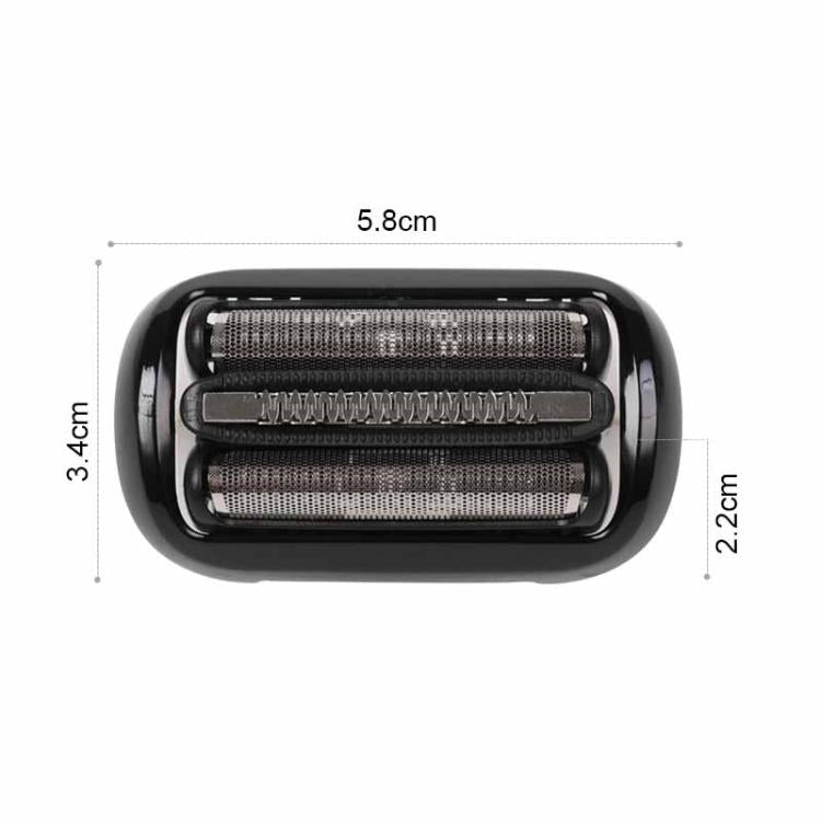 Shaver head dimensions: 5.8cm x 3.4cm x 2.2cm, two foil cutters