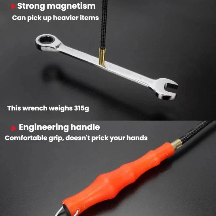Magnetic screw retriever handle with flexible black hose and gold pick-up tip