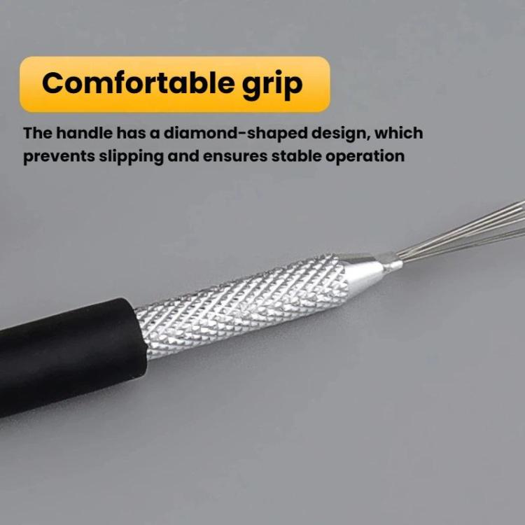 Pottery texture brush with diamond-shaped grip and stainless steel needle bundle head