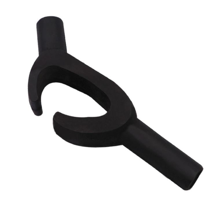 Black portable tire bead breaker tool with curved pry handle