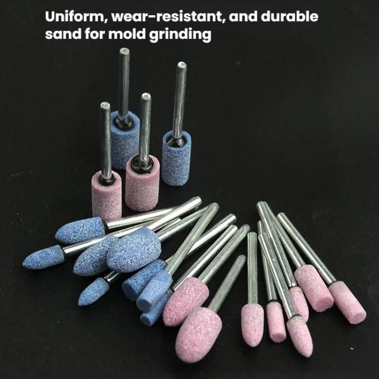 Abrasive sanding/polishing heads with pink and blue wheels on metal shanks