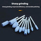 Abrasive sanding/polishing heads with blue wheels on metal shanks