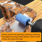 Power grinding with blue abrasive wheel on metal, mounted to a metal shank