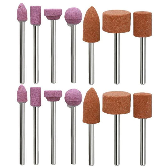 Mini Flintstone 3mm Shank Sanding and Polishing Head Grinding Wheel Corundum Grinding Heads, 2sets Pink+Orange