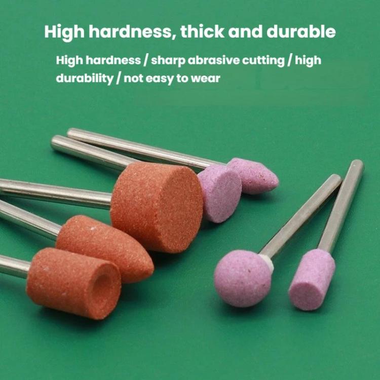 Mixed-shape mounted sanding and polishing heads with pink and orange abrasive covers