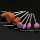 Set of mounted sanding and polishing grinding wheels with orange and pink abrasive heads
