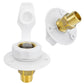 White inlet check valve housing with brass threaded fitting and mesh screen