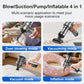 Handheld cordless vacuum with blower and vacuum nozzles, multi-mode attachments shown