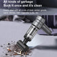Gray cordless vacuum cleaner nozzle cleaning debris from carpeted surface