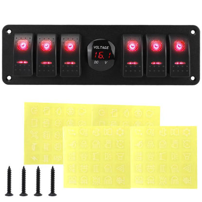 Waterproof Switch Panel With Digital Voltage Display For Vehicles And Ships, Red, Green