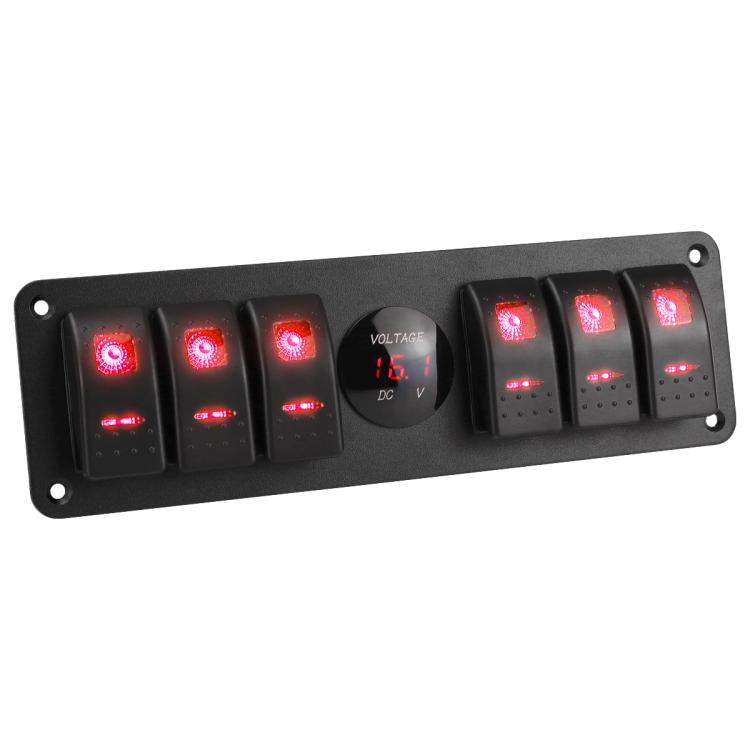 Waterproof Switch Panel With Digital Voltage Display For Vehicles And Ships, Red, Green