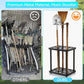 Metal Storage Rack Shelf Powder Coated Rustic Tool Rack Hoe Broom Shovel Storage Rack, Double Layer