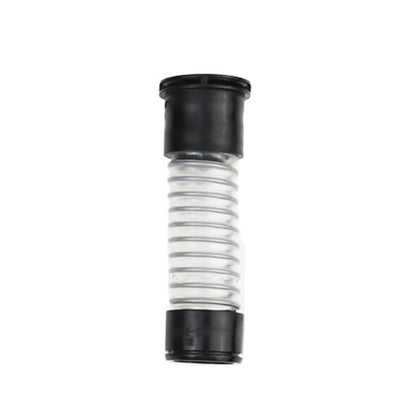 Corrugated clear suction hose with black end caps, straight connector piece