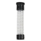 Clear corrugated hose segment with black rubber end rings, straight piece