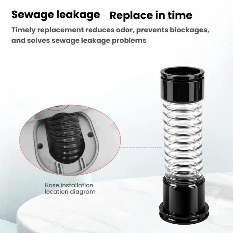 Clear ribbed hose with black top and bottom collars, replacement repair connector