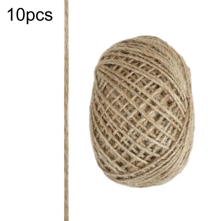 Hand-woven tan hemp rope spool with fine lattice weave, DIY craft supply