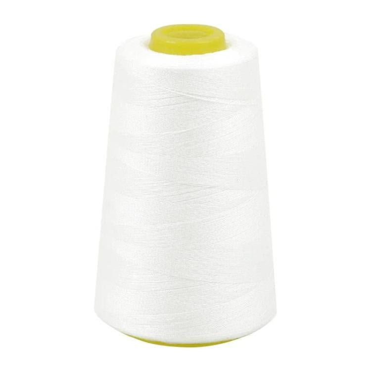 Polyester sewing thread spool, white color with yellow core, fine thread roll