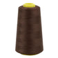 Polyester sewing thread spool, brown color, fine thread wound tightly on cone