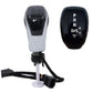 Illuminated LED gear shifter knob with white-lit shift positions, chrome top and white base