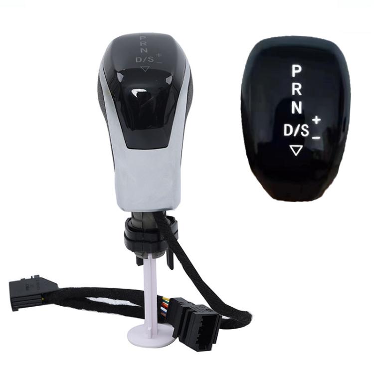 Illuminated LED gear shifter knob with white-lit gear symbols, chrome finish and white body