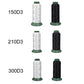 Assorted nylon sewing thread spools labeled 150D3, 210D3, and 300D3 in white and black