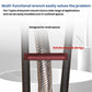 Black multi-functional wrench with open frame design and bayonet-style jaw