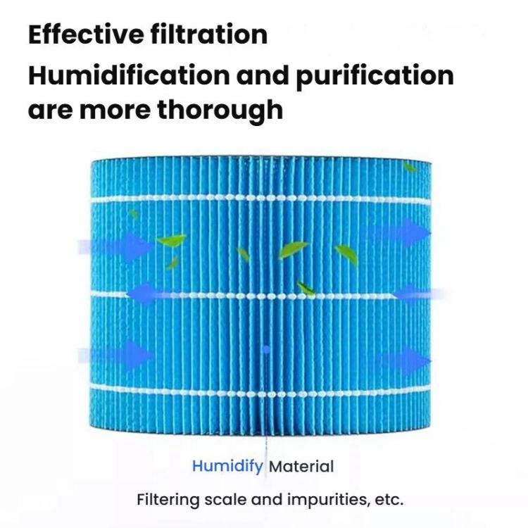 Blue pleated humidifier filter cartridge section with white seal rings