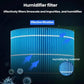 Blue humidifier filter cartridge showing pleated surface and black outer edge