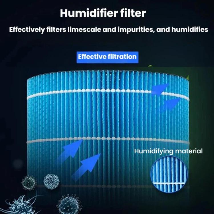 Blue humidifier filter cartridge showing pleated surface and black outer edge
