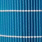 Close-up of blue vertical pleats on humidifier filter cartridge media