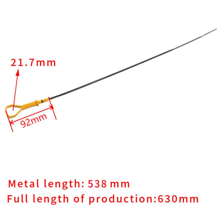 Engine oil dipstick size: 538mm metal length, 630mm full length (yellow handle)