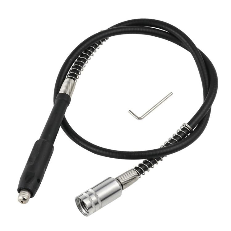 Black flex shaft extension cable with metal collet connector and spring strain relief