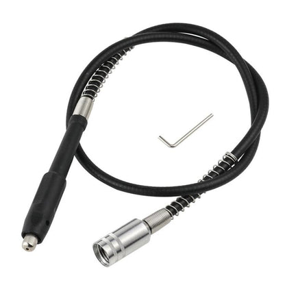 Black flex shaft extension cable with metal collet connector and spring strain relief