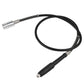 Black flex shaft extension cable with silver coupler and coiled strain relief segments