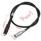 Black flex shaft extension cable with silver coupler and visible length measurement markings