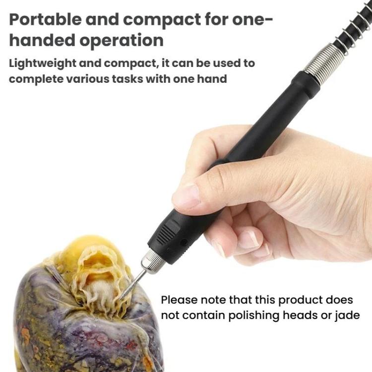 Black flex shaft extension cable with silver coupler, shown in a hand grip