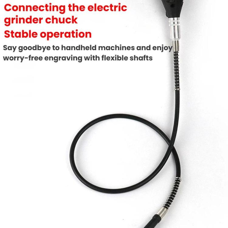 Black flex shaft extension cable with spiral strain relief and chuck connection end
