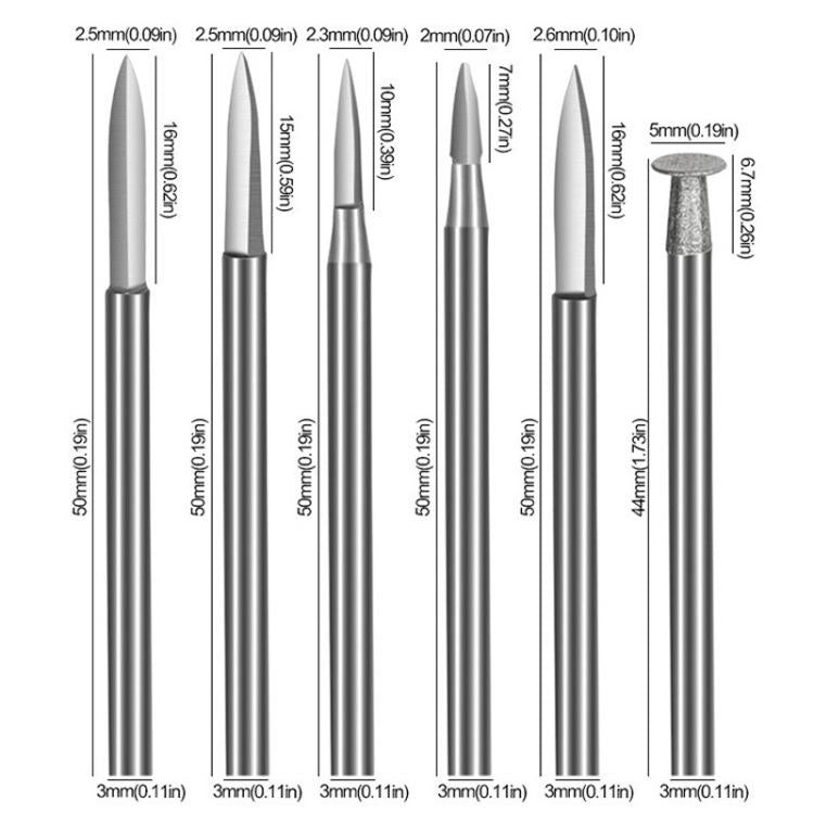 Sword Shape Engraving Sharp Knife Electric Grinder Engraving Line Engraving Drill Bit Tool, 6pcs /Box 3.0mm, 6pcs /Box 2.35mm