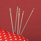 Gold-eye milliners hand sewing needles, size 3/9, gold eye needle tips