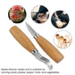 Two beech-handle carving knives with curved metal blades