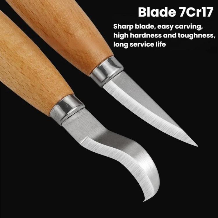 Two beech-handled carving knives with silver curved blades